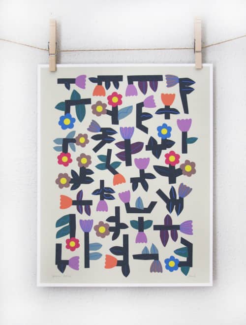 Flower Tetris Print | Prints by Leah Duncan. Item made of paper compatible with mid century modern and contemporary style