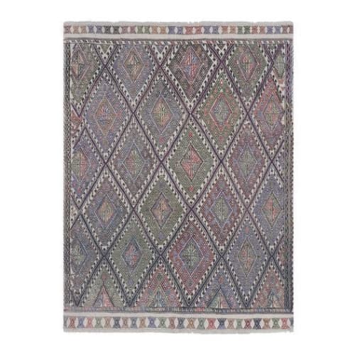 1960s Mid Century Turkish Full Embroidered Cicim Rug 4'11'' | Area Rug in Rugs by Vintage Pillows Store