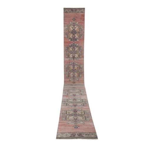 Neoclassical Style Vintage Turkish Oushak Runner, Extra-Long | Runner Rug in Rugs by Vintage Pillows Store. Item composed of fabric