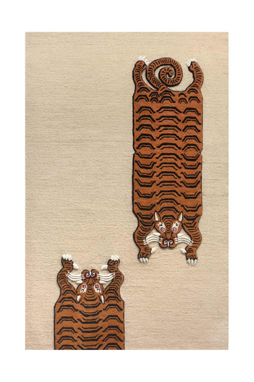 Handmade Wool Tiger Area Rug, Artistic Animal Print Carpet, Modern Living Room Decor | Rugs by Swiflo