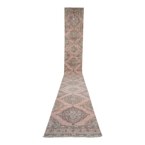 Vintage Extra Long Turkish Runner With Soft Muted Color | Area Rug in Rugs by Vintage Pillows Store. Item composed of cotton and fiber