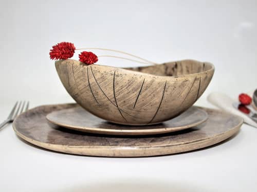 Greenish-Gray-Black Dinnerware plates set | Dinnerware by YomYomceramic. Item made of ceramic