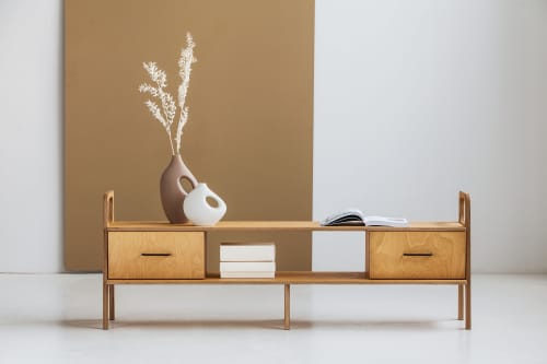 Scandinavian tv stand, Minimalist sideboard | Storage by Plywood Project. Item composed of oak wood in minimalism or mid century modern style