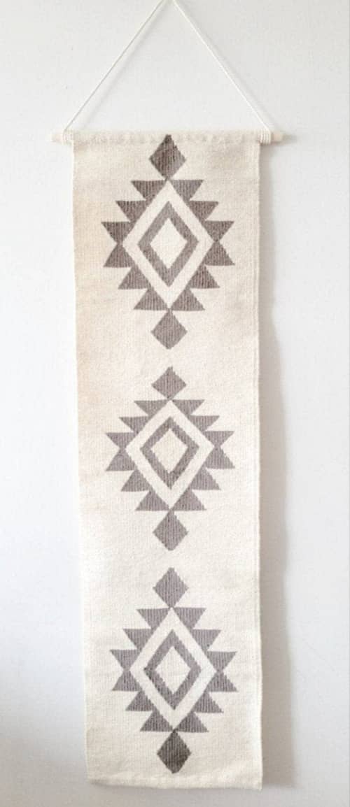 White Bella Handwoven Wall Hanging Tapestry | Wall Hangings by Mumo Toronto. Item composed of wool compatible with boho and country & farmhouse style