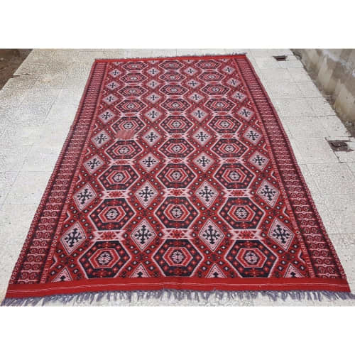 Vintage Handwoven Diningroom Office Size Cotton Turkish | Area Rug in Rugs by Vintage Pillows Store. Item composed of cotton & fiber
