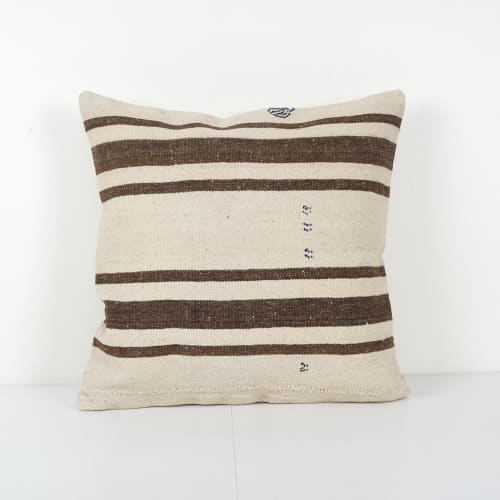 Vintage Striped Organic Pillow, Handwoven Turkish Kilim Pill | Cushion in Pillows by Vintage Pillows Store