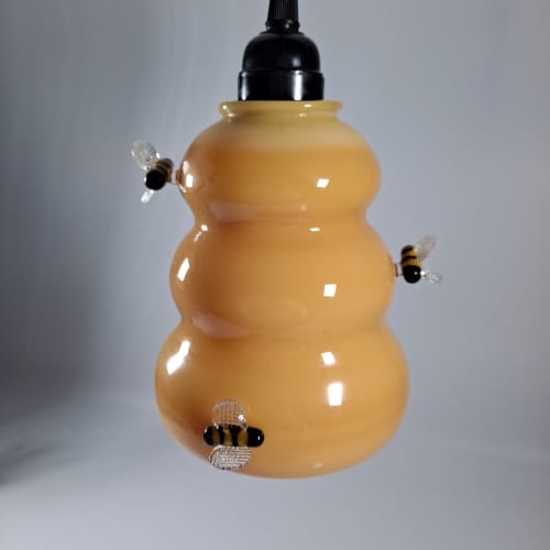 Bee Hive Lamp | Pendants by Sunshine Glass Gifts. Item composed of glass