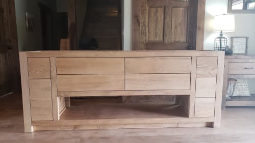 Model #1021 - Custom Double Sink Bathroom Vanity | Countertop in Furniture by Limitless Woodworking. Item composed of maple wood in mid century modern or contemporary style
