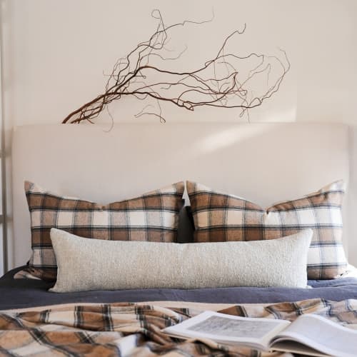 Nubby Warm Grey Twisted Wool Lumbar Pillow 14x48 | Pillows by Vantage Design
