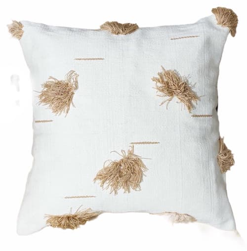 Soft Sand Handwoven Cotton Decorative Throw Pillow Cover | Cushion in Pillows by Mumo Toronto. Item composed of cotton