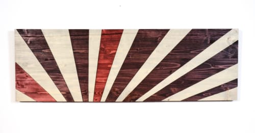 Large Rising Sun Redux | Wall Sculpture in Wall Hangings by StainsAndGrains. Item made of wood works with contemporary & industrial style