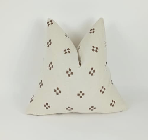 hmong pillow. cream and brown pillow, woven neutral pillow | Pillows by Velvet Fringe