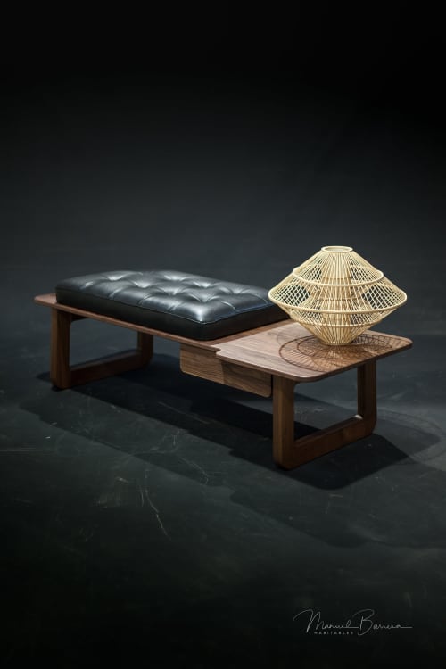 Solid Timber Bench | Benches & Ottomans by Manuel Barrera Habitables. Item made of oak wood with leather