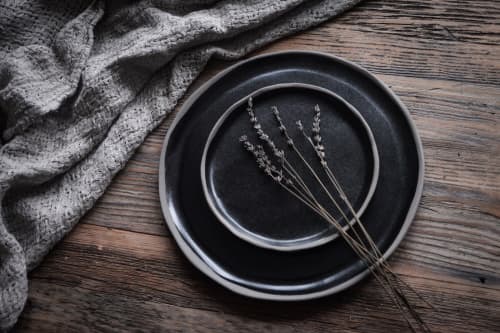BLACK on GREY , Handmade handcrafted anthracite stoneware | Plate in Dinnerware by Laima Ceramics. Item composed of stoneware in minimalism or contemporary style