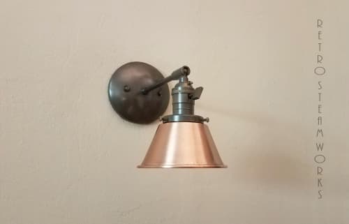 Kitchen Shelves Light - Bathroom Lights - Wall Sconce | Sconces by Retro Steam Works. Item composed of copper in mid century modern or modern style