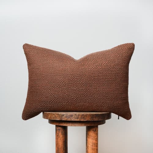 Rust Wool & Cotton Woven Lumbar Pillow 14x20 | Pillows by Vantage Design
