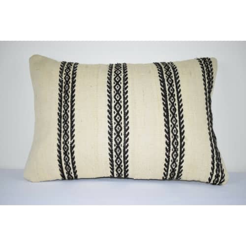 Natural Handmade Kilim Pillow Cushion Cover - Large Turkish | Sham in Linens & Bedding by Vintage Pillows Store. Item made of cotton & fiber