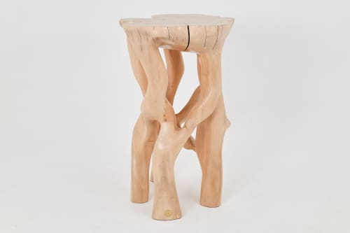 Solid Wood Sculptural Side Table, Original Contemporary Design | Tables by Logniture