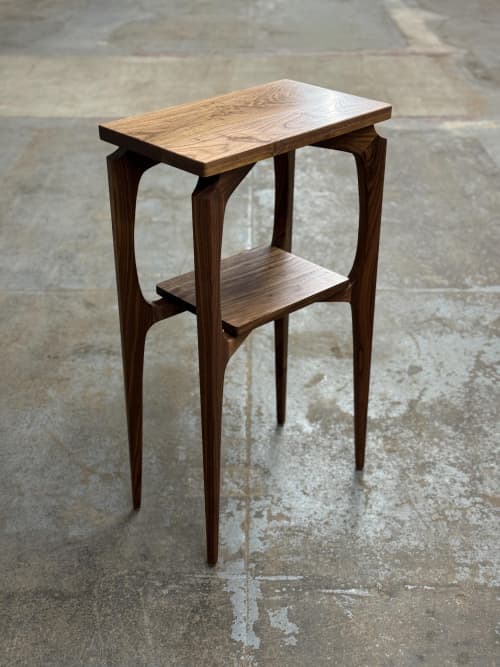 Modern Wood Console Table: Sculptural Entryway Sofa Table, USA made | Clock in Decorative Objects by Niaa