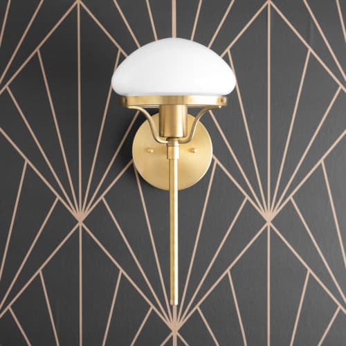 Deco Wall Fixture - Decorative Sconce - Model No. 9401 | Sconces by Peared Creation. Item made of brass with glass