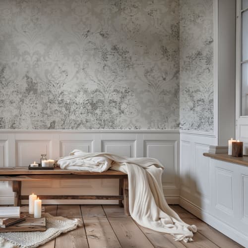 Ghost Damask — Luxe Textures Luxury Wallpaper Mural | Wall Treatments by ELLE WALLS