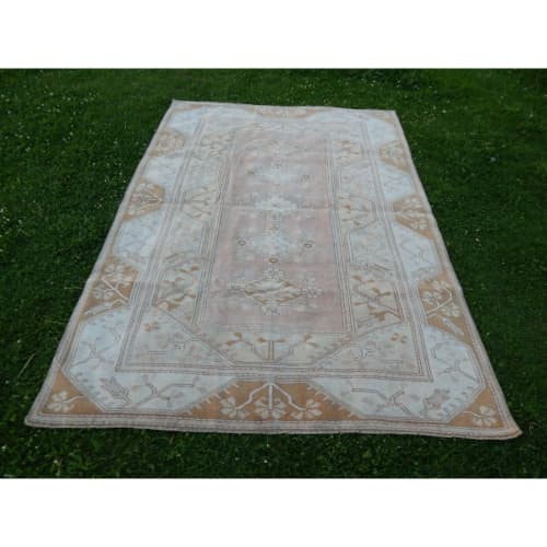Vintage Turkish Soft Color Living Room Rug, Shabby Chic | Area Rug in Rugs by Vintage Pillows Store. Item composed of cotton