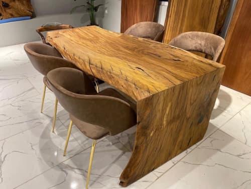 Waterfall Live Edge Wooden Table, Walnut Wood Table | Dining Table in Tables by Tinella Collection. Item made of walnut