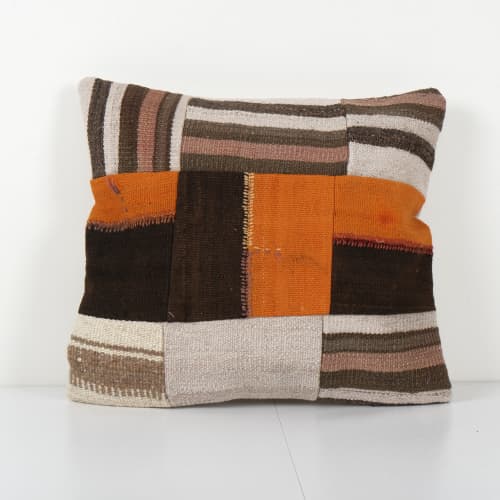 Ethnic Turkish Kilim Pillow Cover, Square Patchwork Cushion | Pillows by Vintage Pillows Store