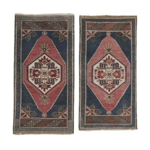 Hand Made Mini Rug Front of Kitchen Sink Rug Bath Mat | Small Rug in Rugs by Vintage Pillows Store. Item composed of wool and fiber