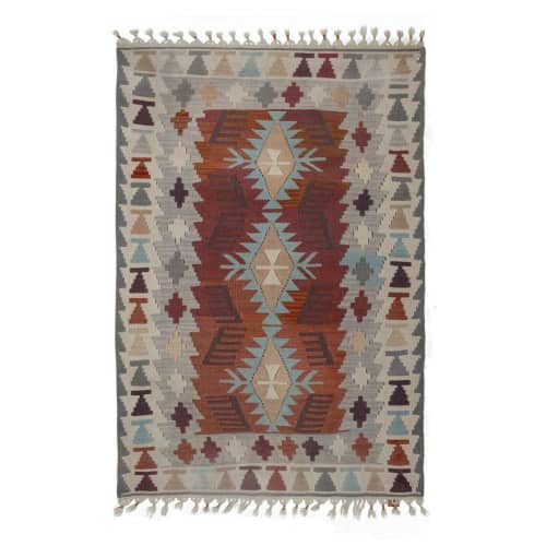 Handwoven Pastel Vintage Turkish Kayseri Kilim Rug | Area Rug in Rugs by Vintage Pillows Store. Item composed of cotton and fiber