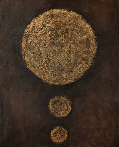 Wabi-Sabi 3D Textured Wall Art - Brown and Rust Gold Artwork | Oil And Acrylic Painting in Paintings by Berezart. Item made of canvas works with minimalism & japandi style