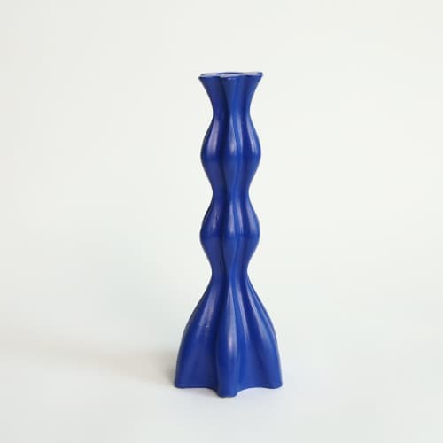 Medium Candlestick in Cobalt | Candle Holder in Decorative Objects by by Alejandra Design. Item composed of metal