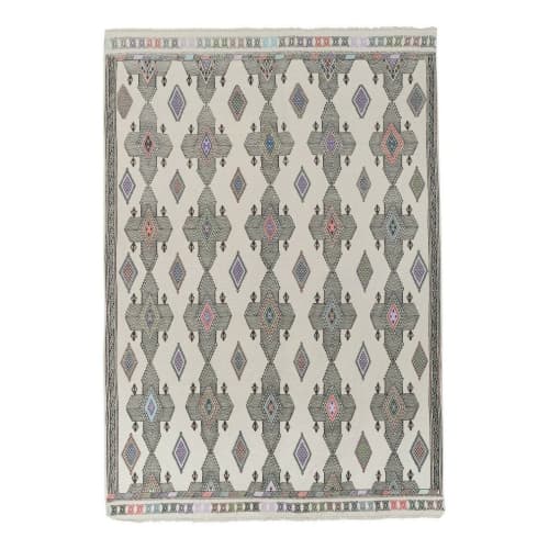 Vintage Embroided Turkish Karapinar Cicim Rug | Area Rug in Rugs by Vintage Pillows Store. Item composed of wool & fiber