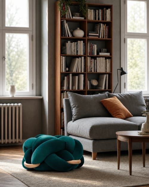 (L) Petrol Knot Ottoman | Benches & Ottomans by Knots Studio