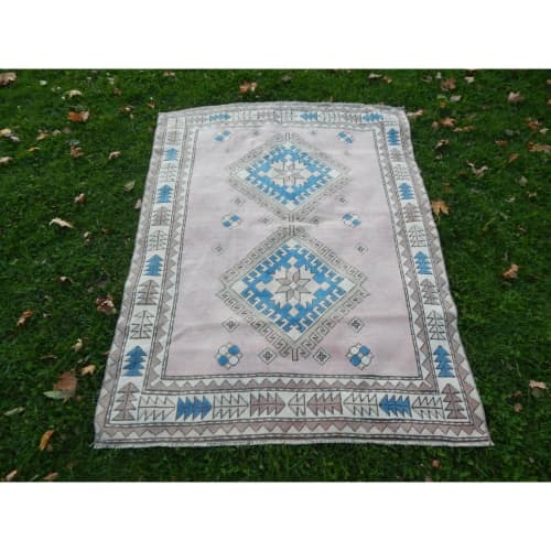 Vintage Pastel Turkish Anatolian Kars Oushak Rug | Area Rug in Rugs by Vintage Pillows Store. Item composed of cotton and fiber