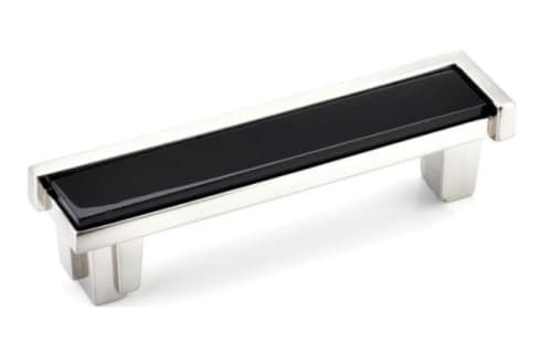 Astratto Black 4" CC Pull With Satin Nickel Finish | Hardware by Windborne Studios. Item composed of brass and glass