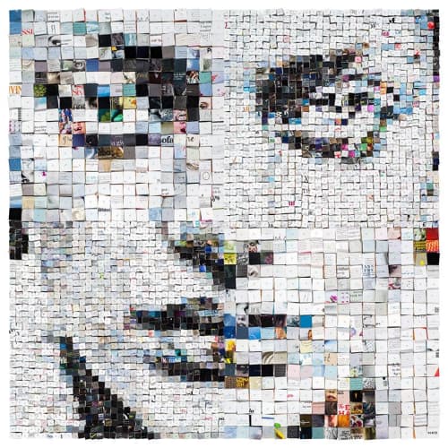 Blurred Identity - Limited Edition of 20 - 90x90 | Collage in Paintings by Paola Bazz. Item composed of paper compatible with contemporary and eclectic & maximalism style