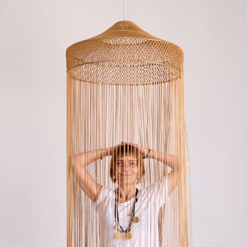 Fatima Zahra Macrame Lamp - Honey | Pendants by Hamimi