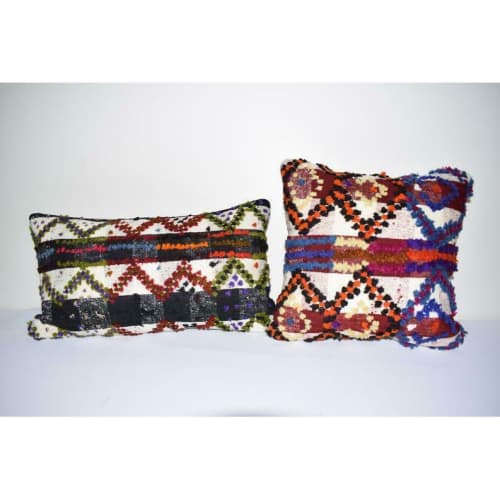 Set of Two Turkish Shaggy Pillow Cover | Sham in Linens & Bedding by Vintage Pillows Store. Item made of cotton with fiber