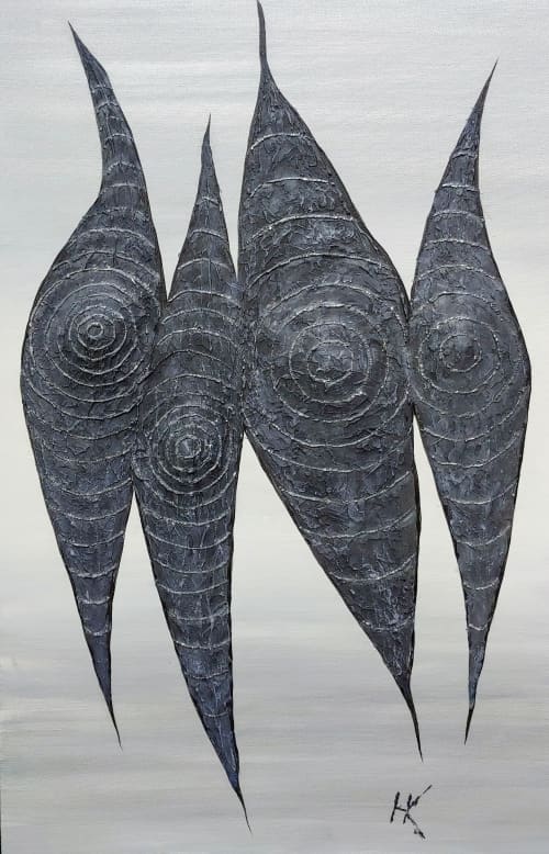 "Are we making you uncomfortable?" | Oil And Acrylic Painting in Paintings by Natasha Kanevski. Item composed of canvas compatible with minimalism and contemporary style