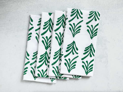 Dinner Napkins (set of 4) - Palmetto, Evergreen | Linens & Bedding by Mended. Item made of cotton