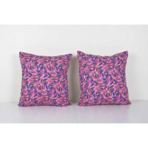 Old Pink Uzbek Trade Cloth Pillow, Pair Vintage Floral Rolle | Cushion in Pillows by Vintage Pillows Store