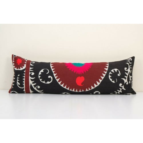 14" x 43" King Bed Vintage Cotton Suzani Bedding Pillow | Sham in Linens & Bedding by Vintage Pillows Store. Item composed of cotton