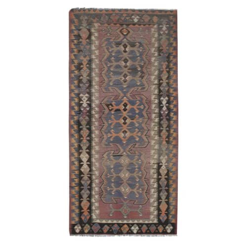 Vintage Turkish Anatolian Purple Wool Room Size Kilim Rug | Runner Rug in Rugs by Vintage Pillows Store. Item made of wool with fiber
