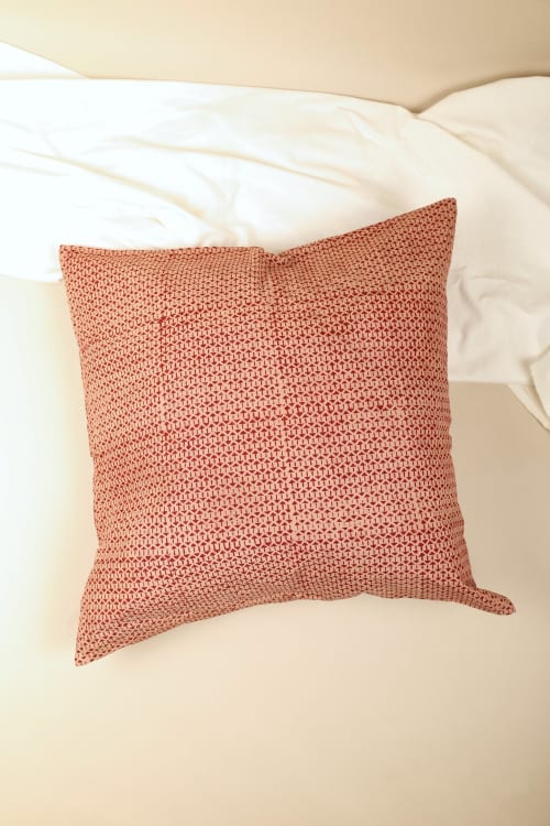 Crimson Dust Kalamkari Pillow | Pillows by Ninéh