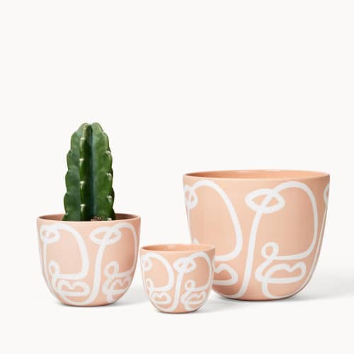 Blush Cara Planters | Vases & Vessels by Franca NYC. Item made of ceramic compatible with boho and minimalism style