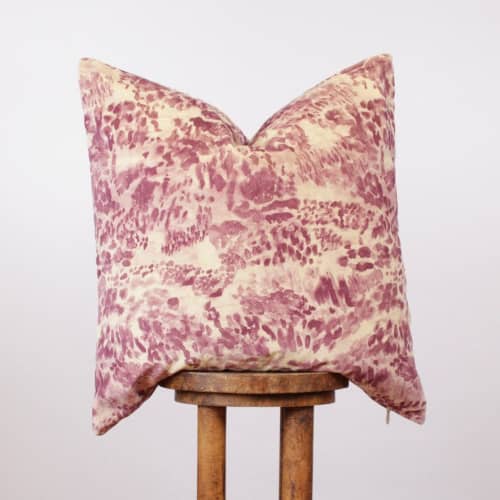 Cream & Plum Abstract Floral Velvet Decorative Pillow 24x24 | Pillows by Vantage Design