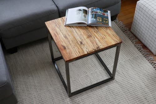 Spalted Maple Cube 18" Coffee Table, Side Table, Solid Wood | Tables by Hazel Oak Farms. Item made of maple wood & steel