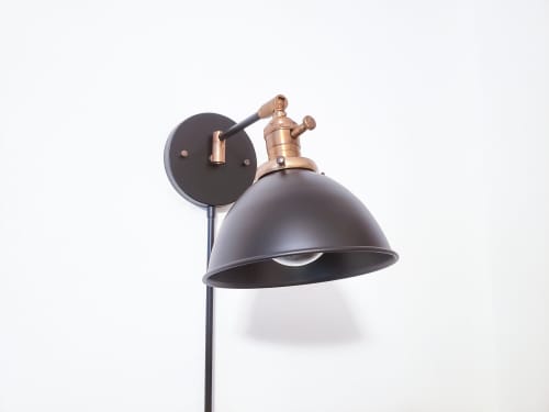 Swing Arm Bedside Dimmable Reading Wall Light - Industrial | Sconces by Retro Steam Works. Item made of metal works with industrial style