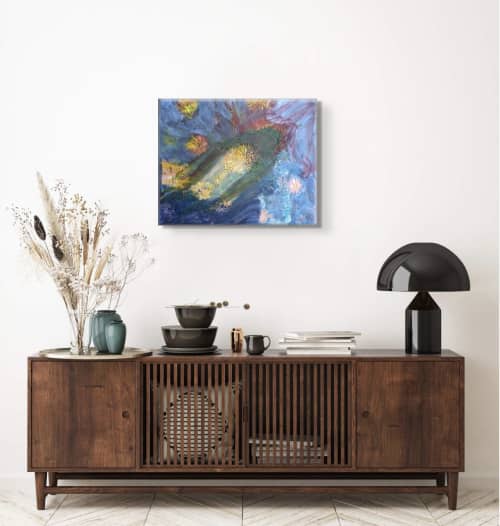 Rainbow Vibes | Oil And Acrylic Painting in Paintings by Parineeta Patel- Nature Inspired Cosmic Abstracts. Item composed of canvas in mid century modern or contemporary style